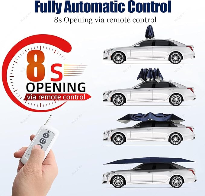 Portable Automatic Car Cover Umbrella Outdoor Car Tent Remote Control Car Roof Top Canopy Car Shelter Sunshade Universal Auto Protection Black-4.2m