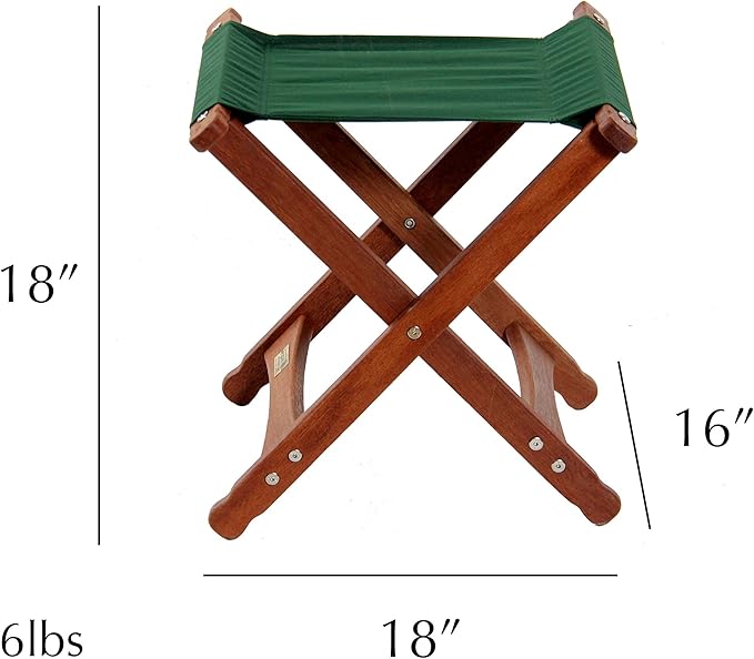 BYER OF MAINE Pangean Folding Stool – Canvas Camp &amp Wood Camp Stool for Portable &amp Outdoor Seating in Forest Green