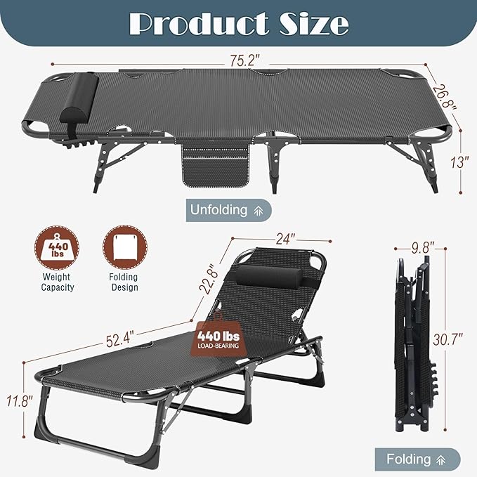 Slsy Folding Bed with Mattress Cot Size Foldable Guest Beds Hideaway Cot for Adults Portable Fold up Bed with Adjustable Positions for Home Office Indoor Outdoor