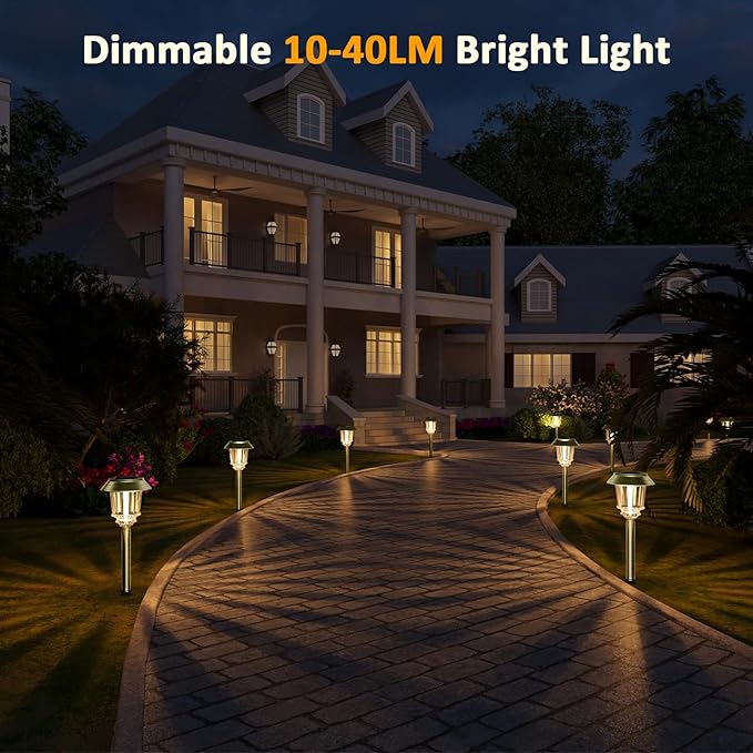 XMCOSY+ Solar Pathway Lights Waterproof - 6 Pack Solar Lights Outdoor 10-40 LM Dimmable Outdoor Solar Light for Yard Pathway Garden Driveway Walkway (Bronze)