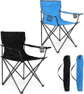 Foldable Camping Chair Set of 2 HaSteeL Folding Camp Chairs &amp Carrying Bags for Adults Portable for Lawn Outdoors Fishing Hiking Travel Picnic Beach Oversized &amp Supports 275lbs (Black