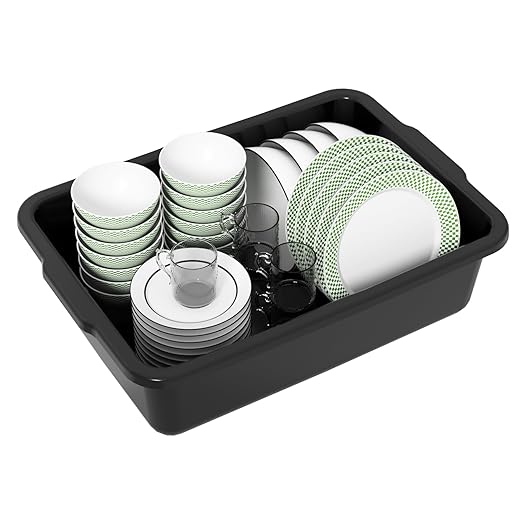 Xyskin 4 Pack 23 L Commercial Bus Tubs Large Rectangle Dish Tub Restaurant Bus Pans Black