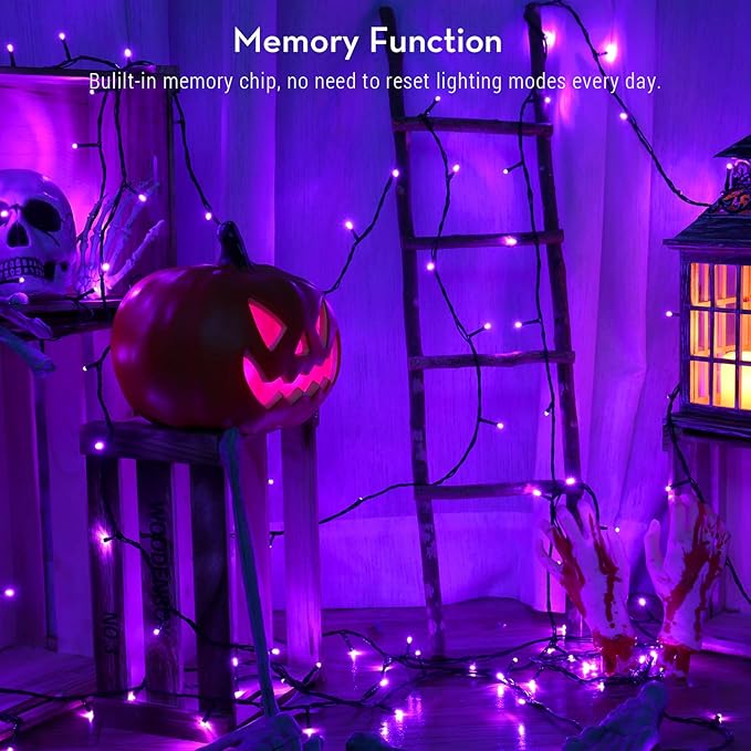 BrizLabs Purple Halloween Lights 2 Pack 78.74ft 240 LED Halloween String Lights Plug in Purple Mini Tree Light Connectable 8 Modes Outdoor Holiday Lighting Waterproof for Tree Home Yard Patio Decor