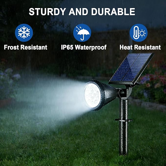 WELALO Solar Spot Lights Outdoor Waterproof IP65 10 Pack 4 Lighting Modes Solar Powered Landscape Spotlights with Auto On/Off Solar Garden Christmas Yard Pathway Wall Lights for Outside Cool White