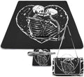 Gothic Skulls Damask Style Black White Waterproof Outdoor Picnic Blanket Sandproof Beach Mat for Camping Hiking Grass Travelling