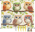 Waterproof Sandproof Beach Blanket 59''×68'' Funny Owls Polyester Outdoor Picnic Blanket with 4 Stakes &amp Storage Bag for BeachCampingVacation Multi-Color