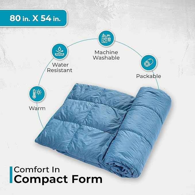 Puffy Blanket for Cold Weather - Down Camping Blanket with Sustainable Insulation Lightweight &amp Warm Outdoor Camping Quilt Water-Resistant Compact &amp Packable