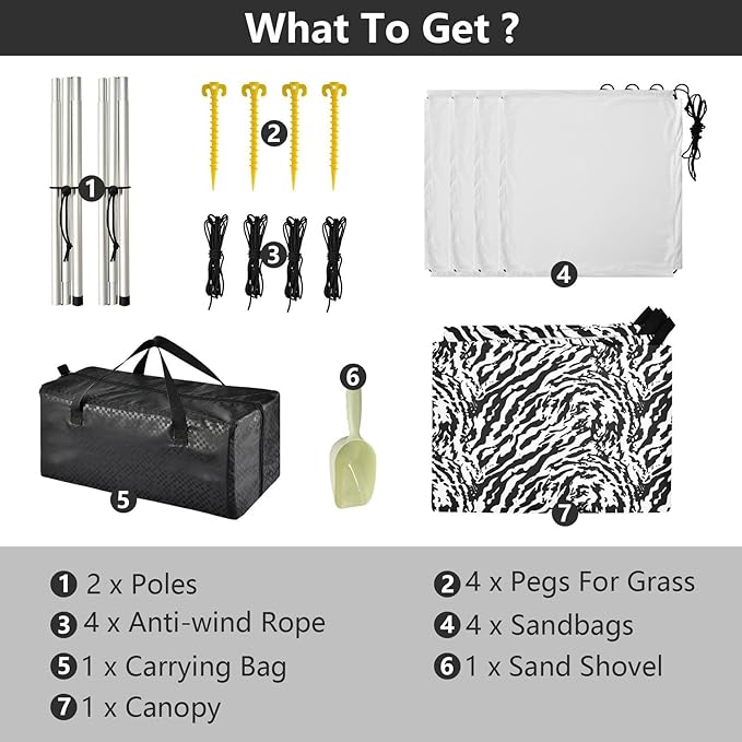 ALAZA Tiger Skin Print Beach Tent Sun Shelter UPF50+ Protection Beach Shade Canopy w/ 4 Sandbags for Outdoor Camping Fishing Backyard Fun Picnic 10x9 ft