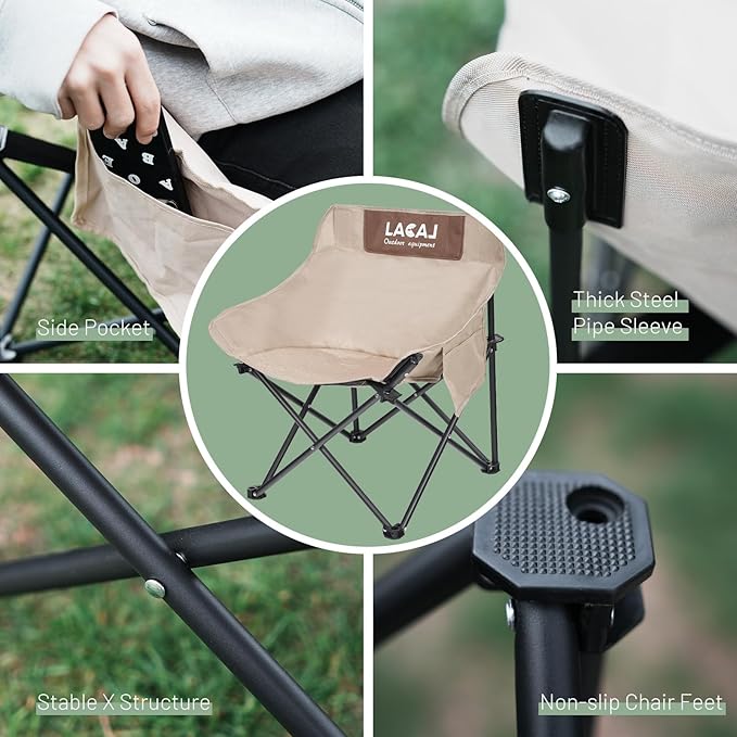 Portable Camping Chair Outdoor Folding Chair Oxford Cloth Backpacking Chair with Aluminum Frame264lbs SupportNo Installation Required