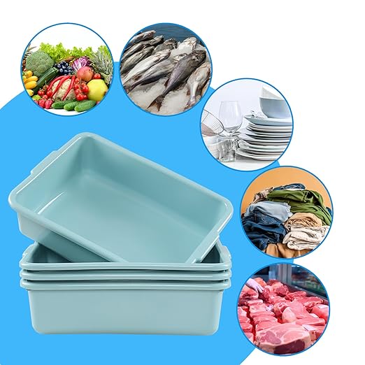 Jekiyo 4 Packs 13 L Commercial Bus Tub Plastic Dishpan Washing Basin