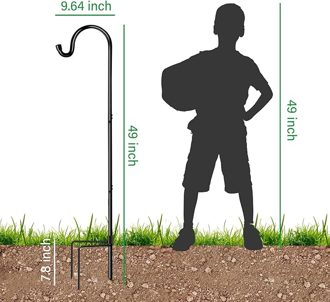 GOFORWILD Shepherd Hook 4 Pack Adjustable 49 inches Tall Made of Premium Metal for Garden Decor Plant Hanger Lantern Hook Solar Light Hanging 7014