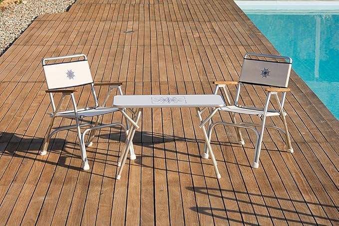 FORMA MARINE Boat Table Folding White Melamine 34.7 x 17.3 x 24 Height Marine Aluminum Yacht Deck Furniture M200