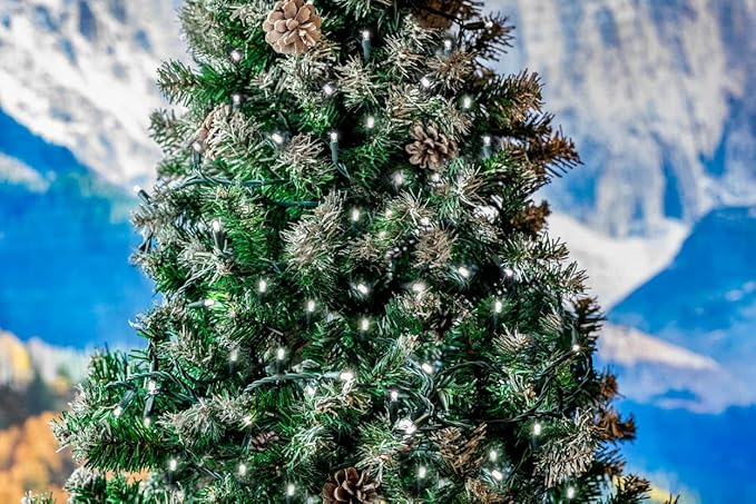 Novelty Lights Coaxial 24 Pack 25 Feet 50 Pure White LED Christmas String Commercial Grade Green Wire Waterproof Connections Modular Product Line Connect 43 Sets
