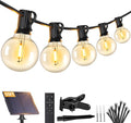 Brightever 50FT Solar String Lights Outdoor with Remote 18+1 LED Shatterproof G40 Bulbs 3 Lighting Modes &amp Timable Waterproof Dimmable Solar Power Patio Lights for Camping Backyard Party