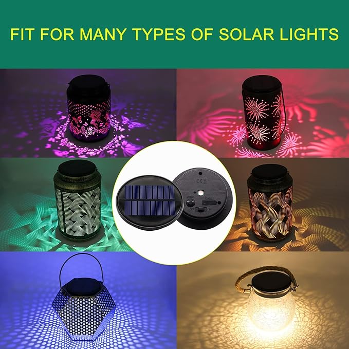 ZNYCYE Upgraded Replacement Solar Light Parts(Top Size 3.66 in) 4 Pack 8 Colors Solar Replacement Top Parts Lantern Lids for Garden Patio Yard Outdoor Hanging Lanterns