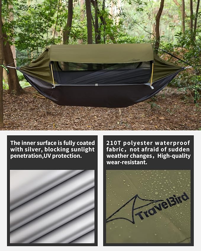 Camping Hammock Tent with Top Quilt Lightweight Hanging Hammocks Tree Straps Portable for Hiking Backpacking