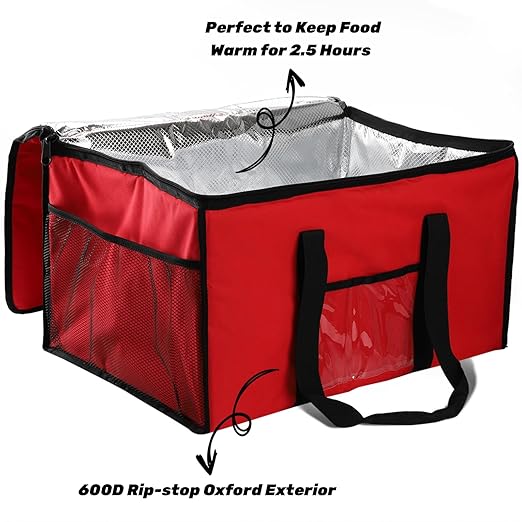 ZOOFOX Insulated Food Delivery Bag XXXL Premium Commercial Catering Thermal Bag for Cold and Hot Food Transport 22 x 16 x13 Insulated Cooler Bag for Grocery Car Picnic Beach Camping
