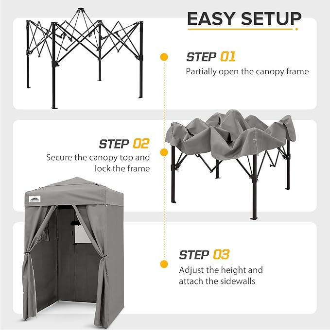 EAGLE PEAK Flex Ultra Compact 4x4 Pop-up Canopy Tent with Vented Top Sun Shelter Fast Set Up Changing Room Portable Privacy Canopy for Camping Photoshoots and More (Gray)