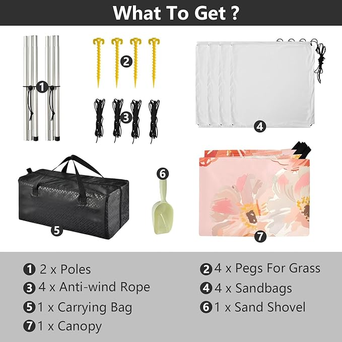 Beach Tent Sun Shelter Spring Flower Lightweight &amp Easy Setup Beach Shade Canopy for Camping Fishing