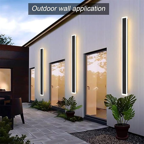 2 Pack 23.6INCH Long Outdoor LED Wall Lights18W Waterproof IP65 Warm White led Wall Light Rectangular Black Wall Lightled Porch Lights Outdoor Wall Elegant Frosted White Acrylic Anti Rust