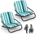 Giantex 2-Pack Beach Chairs for Adults Folding Camping Chairs with Aluminum Frame Quick-Drying Cotton Cushion Shoulder Straps 300 Lbs Capacity Lightweight Sling Chairs for Travel Backpack Chair