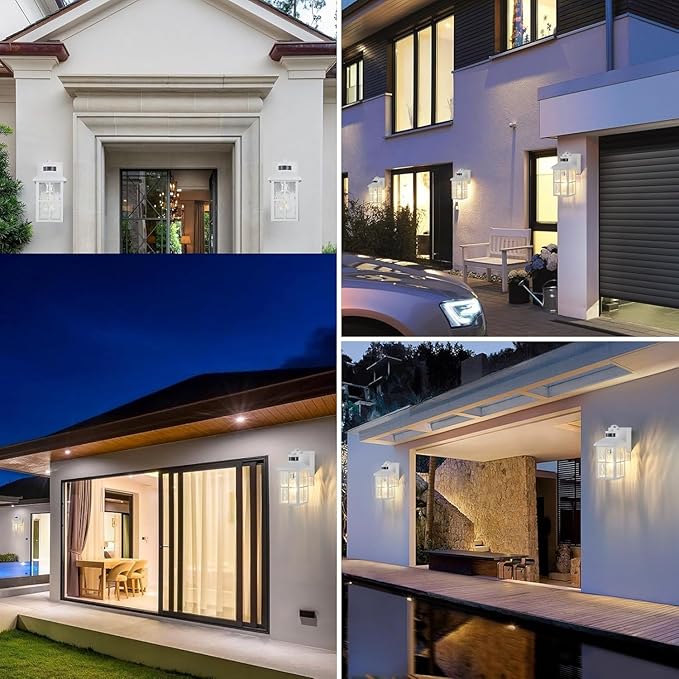 Porch Light with GFCI Outlet with Remote Dusk to Dawn Outdoor Lighting with Outlet Upgraded 4 Lighting Modes Motion Sensor Outdoor Lights Waterproof Outside Lights for House Patio Garage Front Door