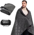 4-in-1 Large Outdoor Blanket - Waterproof &amp Windproof Thickened Warm Fleece Camping Blanket for Stadium Hiking Sporting Events - 81x57 Packable (Dark Gray)