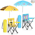 Kids Beach Chair with Umbrella Child Folding Chair Umbrella with Universal Clamp for Children Beach Camping Patio Garden Outdoor Lawn Pool Travel Indoor