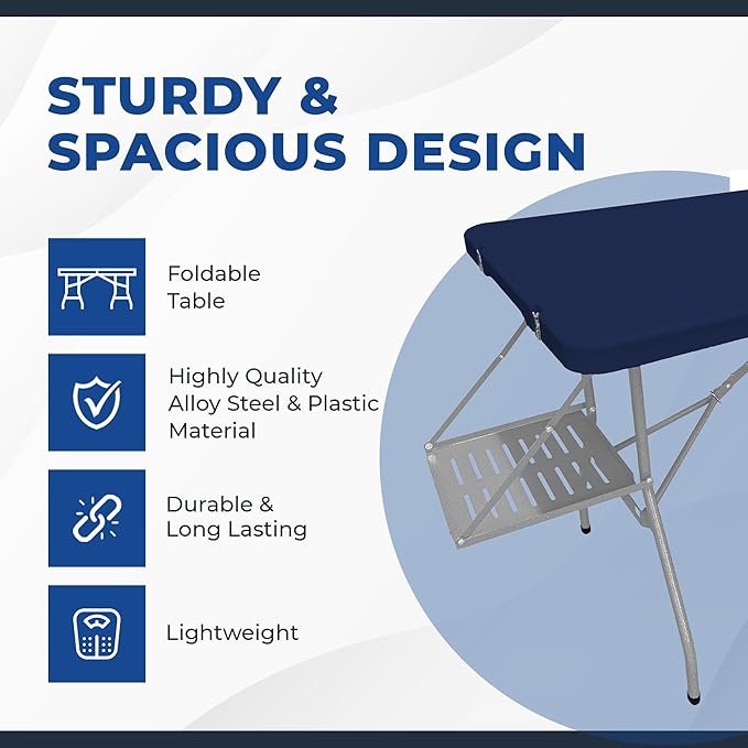 Creative Outdoor Folding Table and Chairs 6 Ft Built-in Wheels Portable Durable Plastic (Blue &amp Gray)