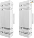 Outdoor Lights Wall Mount White Up and Down Exterior Lighting Fixtures Modern Square Porch Wall Sconce Aluminum Front Door Light LED Wall Lamp for Garage Garden Patio 2 Pack