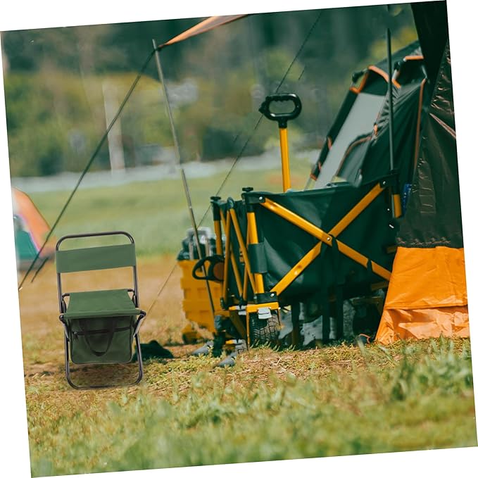 Yardwe Outdoor Folding Chairs Portable Chair Green Folding Chair Storage Bag for Fishing