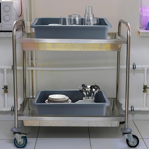 6 Pcs Commercial Bus Tubs 21.1 L x 16.9 w x 6.6 h Large Plastic Tubs Heavy Duty Wash Basin Tote Box for Restaurant Home Hotel Kitchen Organization Storage(Gray)