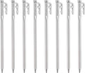 CAMPINGMOON Tent Stakes 10.2-inch 8pcs Martensitic Stainless Steel 420J2 Hardened Forged Power Peg Ideal for Hard Ground R-26-8P
