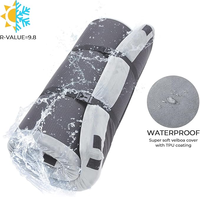 Kingfun 3 Inch CertiPUR-US Memory Foam Camping Mattress Waterproof Roll up Sleeping Pad Thick Floor Sleeping Mats for Tent with Removable Travel Bag