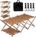 Folding Camping Table Portable Multi-Functional 4-Tier Picnic Rack Carbon Steel 37 with Storage Bag and 4 Hooks Indoor Outdoor Heavy Duty Portable for Picnic Party Camping