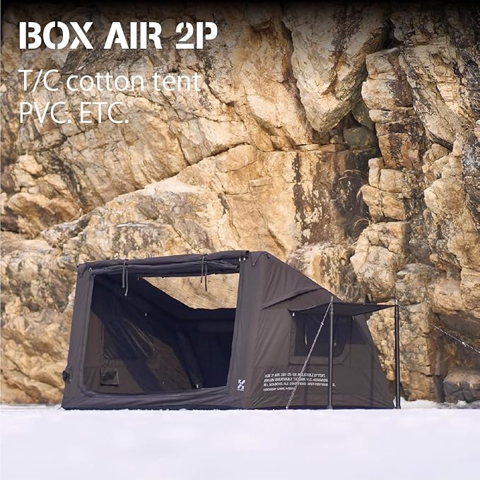 2025 Upgraded Canvas Inflatable Camping Tent with Pump Easy Setup Blow Up Air Tent for CampingNo Assembly Needed Air Tent with Mesh Skylight Windows&ampDoors