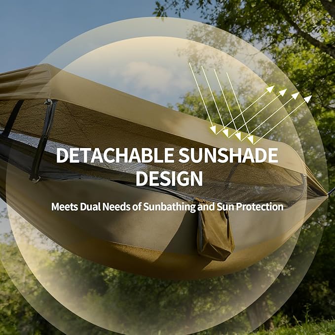 Flat Lay Hammock Tent with Mosquito Net &amp Rainfly Camping Hammock Shelter with Aluminum Poles &amp Tree Straps Portable Backpacking Hammock for Hiking Camping Travel 330lbs Capacity
