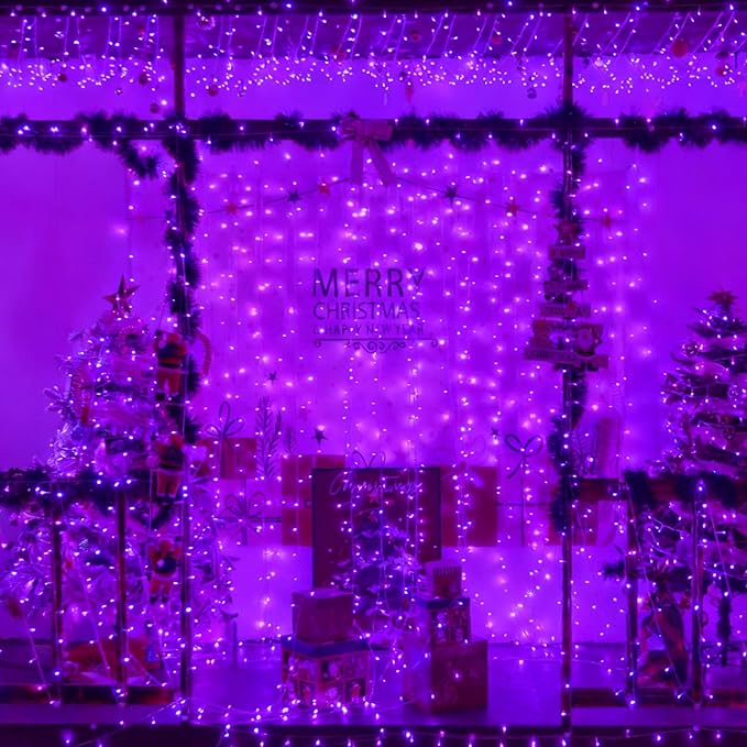 YEGUO 165ft 500 LED Christmas Lights Outdoor Waterproof Purple String Lights Indoor Plug in 8 Modes Clear Wire Purple Lights for Halloween Holiday Home Tree Garden Patio Decor