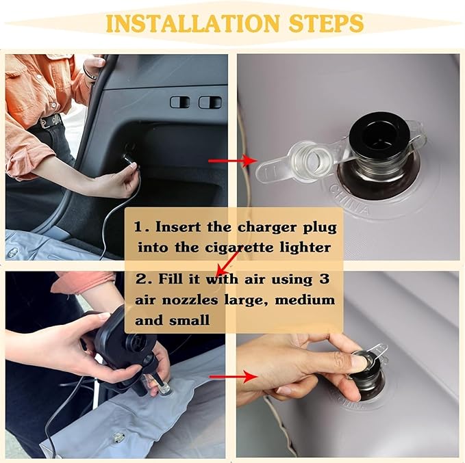 Car Inflatable Mattress Camping Inflatable Mattress with Air Pump SUV Portable Inflatable Bed Non-Slip PVC Flocking Mattress Car Travel Inflatable Bed