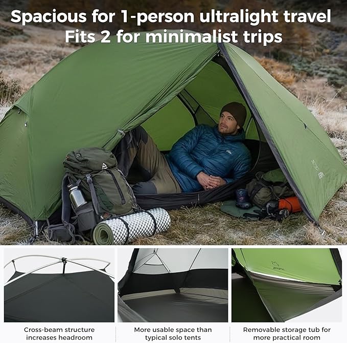 ATEPA Voyage 1-2 Person Backpacking Tent 4 Season Ultralight Camping Tent 4000mm Waterproof Double Layer Cold Wearther Easy Set Up Tent for Family Camp Hiking Hunting Outdoor Mountaineering Travel