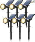 Solar Spot Lights Outdoor Waterproof 180° Adjustable Solar Powered Landscape Lights for Yard 4 Lighting Modes Solar Spotlights for Pathway Garden Outside Wall Pool Porch (6 Pack Warm White)