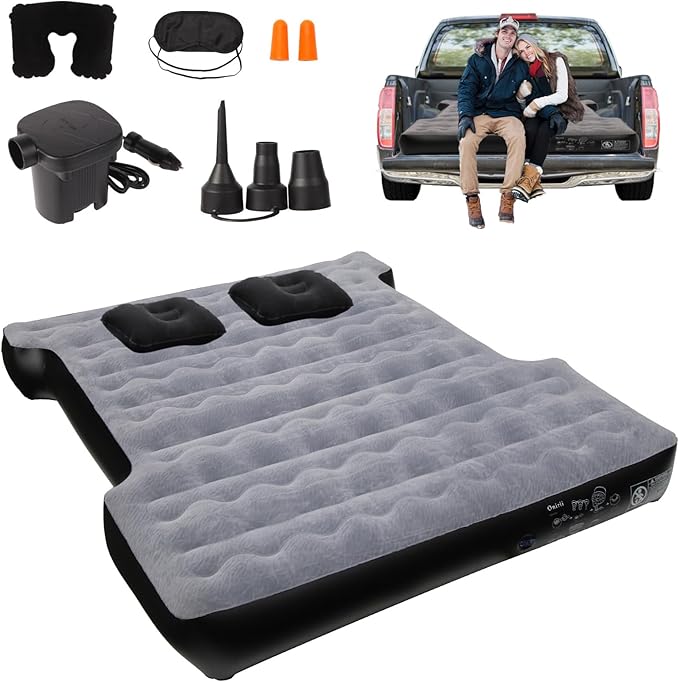 Camping Pickup Truck Bed Air Mattress for 5.5-5.8 FtThickened Full Size Short Inflatable Truck Beds MattressSleeping Pad with with Air Pump for Outdoor Camping Car Travel