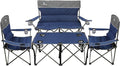 CAMPHILL Camping Chair Set of 3 Outdoor Folding Camping Chairs for Heavy People with Cup Holder &amp Carry BagCollapsible Chair Include One Sofa Chair and Two Single ChairSupport up to 500lbs