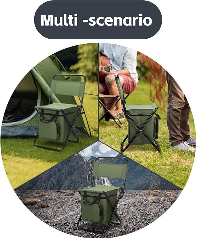 Portable Folding Camping Chair with Cushioned Outdoor Seat Large Capacity Ice Pack and Multifunctional PocketFishing and Camping Outdoor Use Thickened 600D Oxford High-Strength Load-Bearing (2)