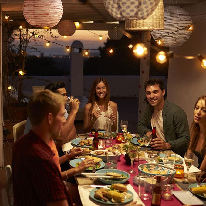Outdoor String Lights Waterproof 100FT LED Patio Lights with 53 Shatterproof G40 Globe Bulb(3 Spare) Connectable Dimmable Outside Hanging Lights for Backyard Porch Balcony Gazebo (2x50FT)