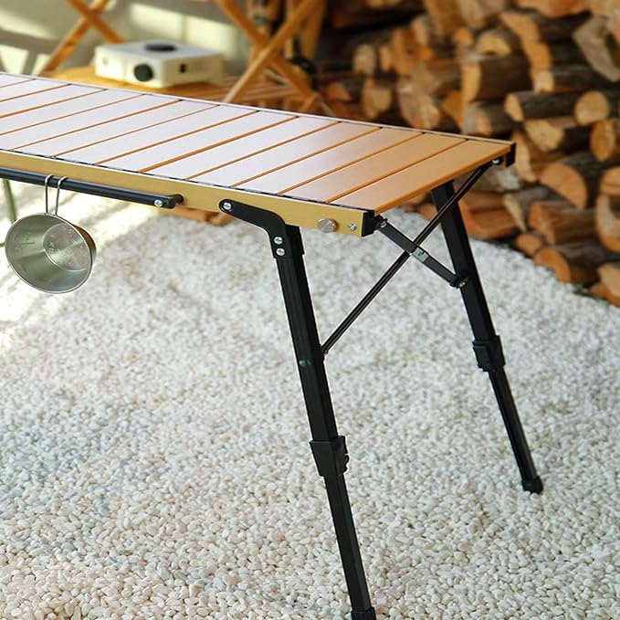 Portable Aluminum Folding Camping Picnic Table with Adjustable Height and IGT Stove Ideal for Picnics Parties and Banquets