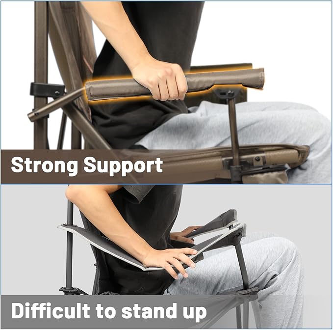 TIMBER RIDGE Oversized Folding Camping Chair High Back Heavy Duty for Adults Support up to 500lbs with Cup Holder Side Pocket Cooler Bag 2 Pack