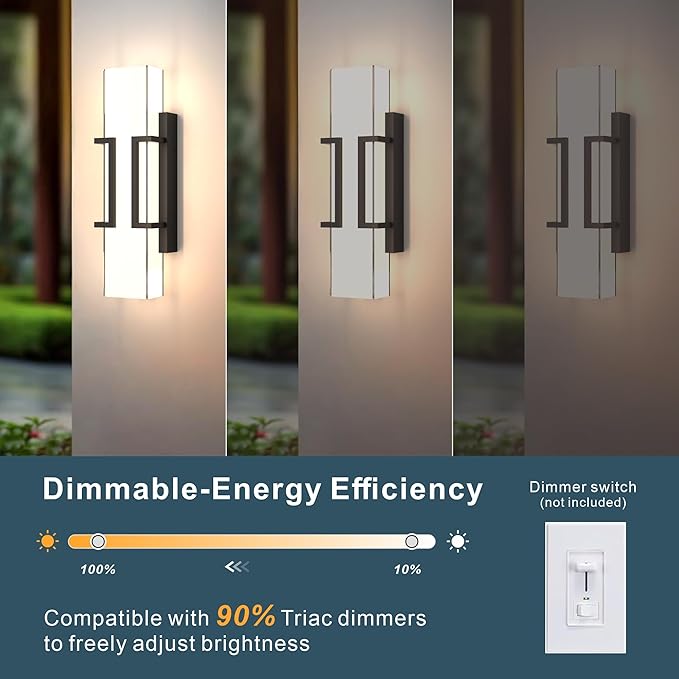 Hyunbae Dusk to Dawn Outdoor Lighting Fixtures Sensor Modern Outdoor Wall Sconce LED Wall Mount Porch Light Dimmable IP65 Waterproof Outside Wall Lights for House Doorway Garage Entryway 3000K