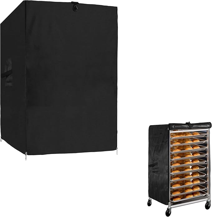 WOMACO Sheet Pan/Bun Pan Rack Cover Waterproof Bread Rack Cover with Vents &amp Convenient Handles 20-Tier Bakery Rack Covers with Zippers (10-Tier (23 W x 28 D x 33 H))