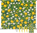 Waterproof Sandproof Beach Blanket 59''×68'' Lemon Fruit &amp Flower Polyester Outdoor Picnic Blanket with 4 Stakes &amp Storage Bag for BeachCampingVacation Green